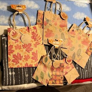 Autumn Leaf Kraft Gift Bags - Fall Leaf Pattern